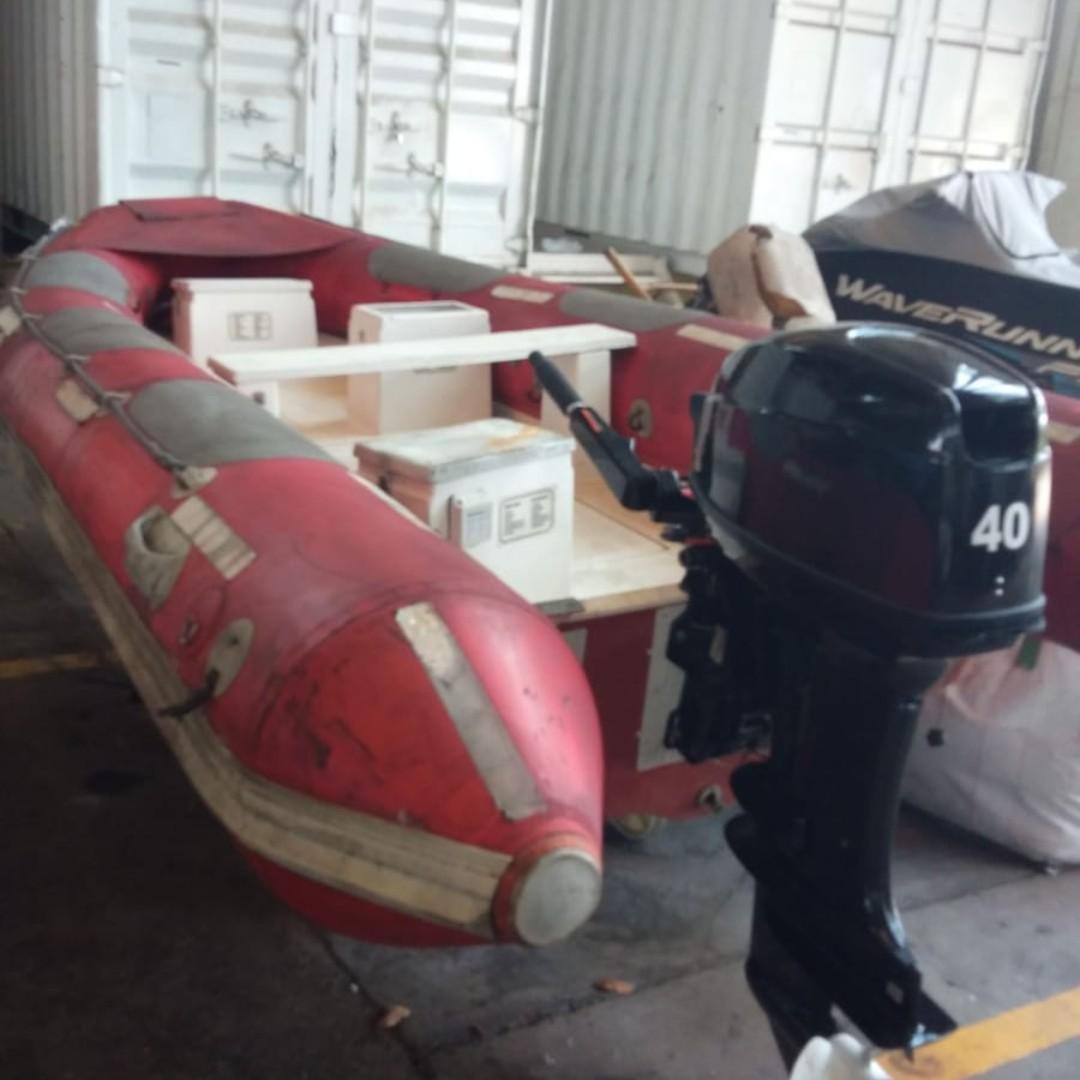SOLAS Rescue Boat 4m Hypalon RHIB with 40hp 2 Stroke Outboard Engine S ...